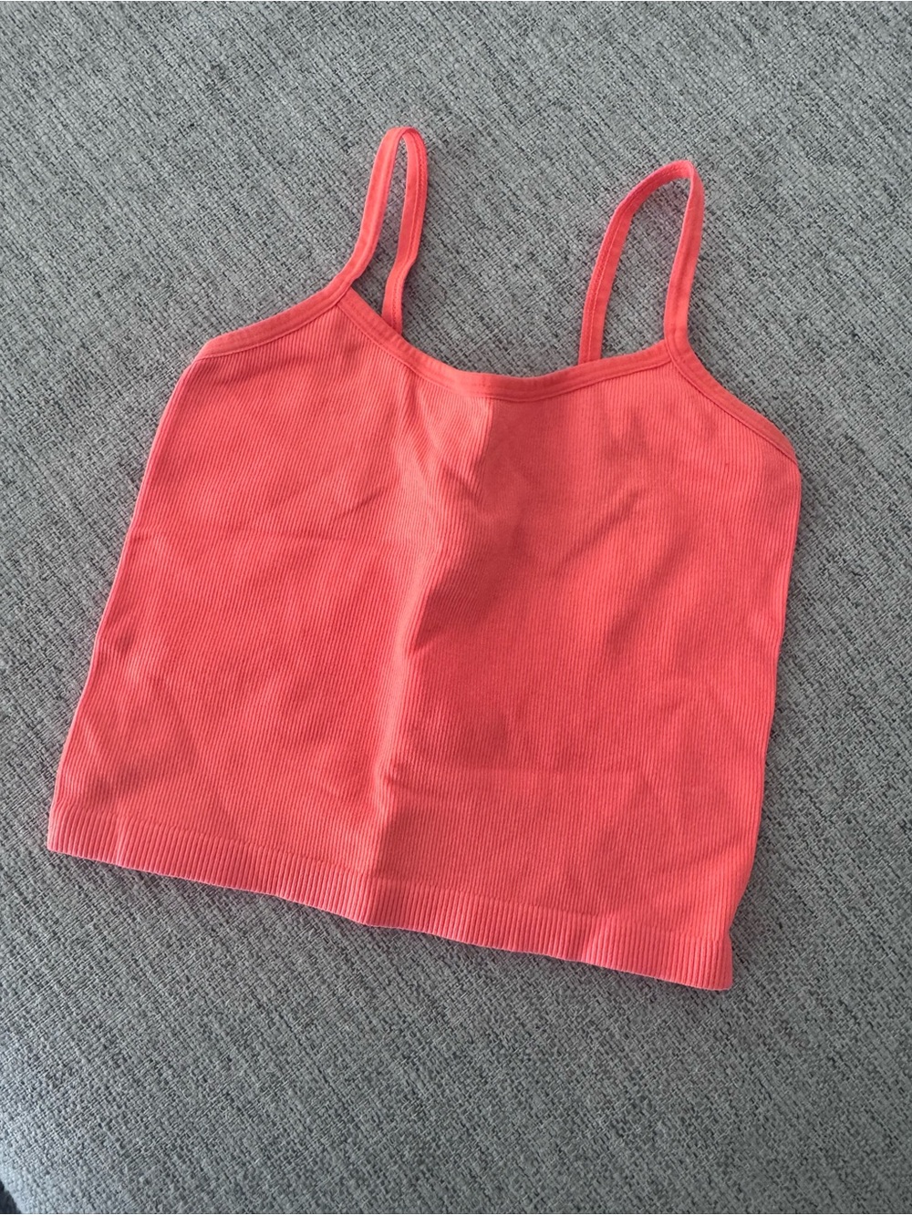 Coral Ribbed Spaghetti Strap Tank Top